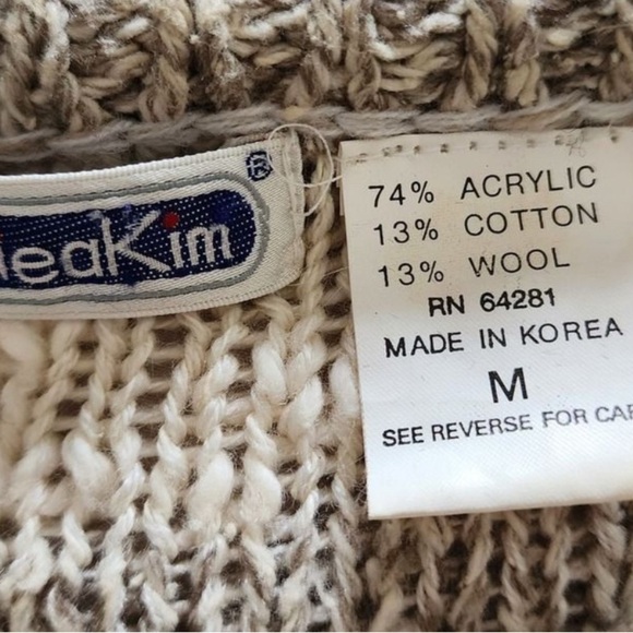 Vintage Mariea Kim wool blend rabbit fur mixed media sweater womens size M - Picture 7 of 9